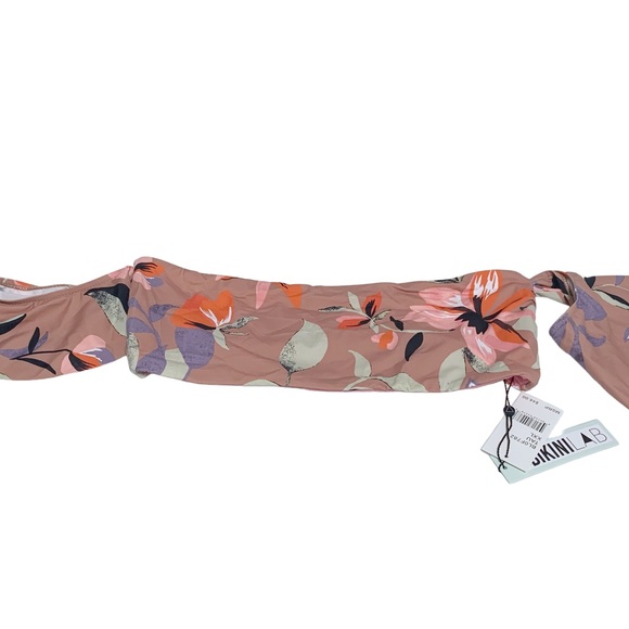 NWT BIKINI LAB RUFFLED FLORAL PRINT OFF THE SHOULDER BANDEAU BIKINI SWIM TOP XXL - Picture 4 of 5